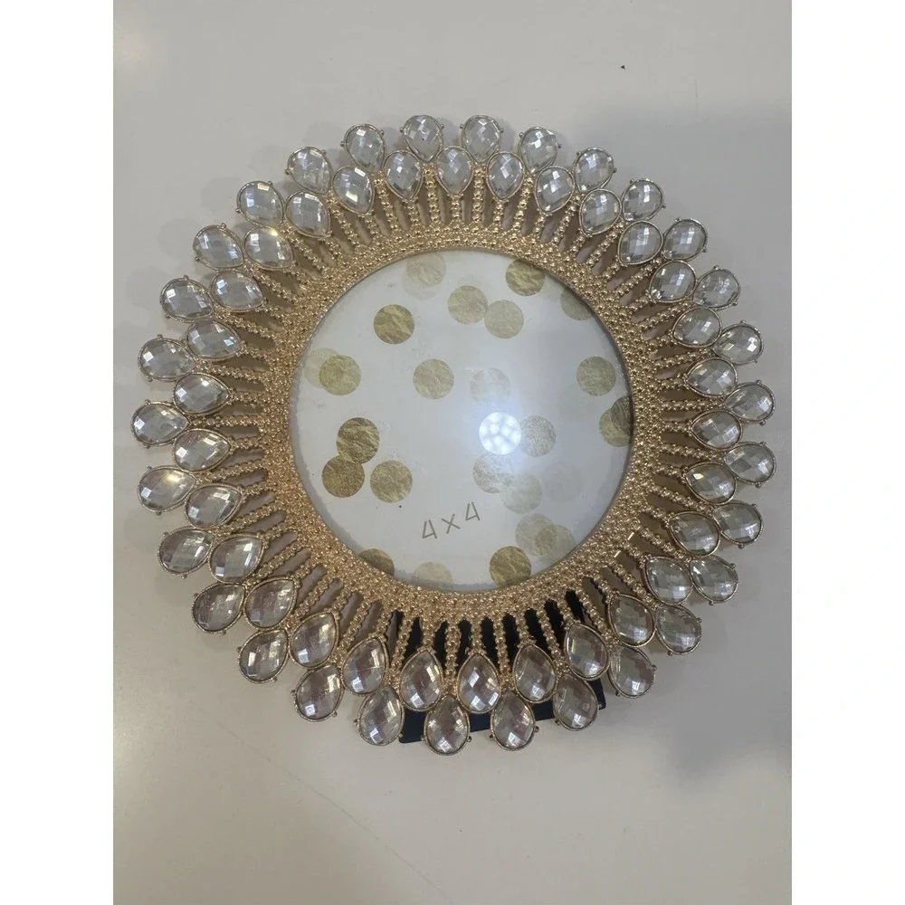 Frame Round Silver Gold 4x4 Photo Picture Frame